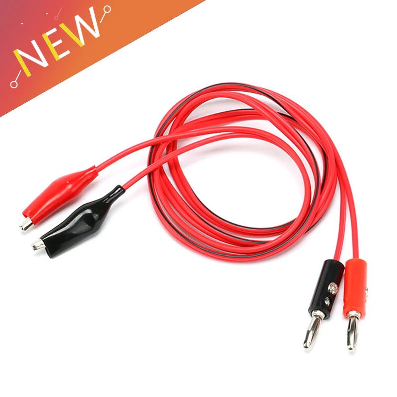 1Pair 1meter Red and Black Alligator Testing Cord Lead Clip to Banana Plug for Multimeter Test