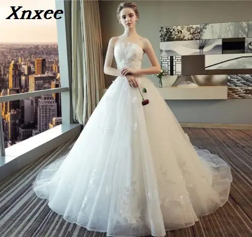 Xnxee Модные Винтажные белые платья с длинным шлейфом Vestidos de Noivas Большие размеры