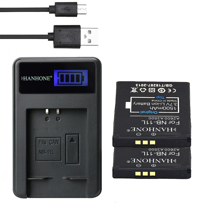 2 шт. 1500 мАч NB11L NB-11L NB 11L батарея + ЖК-зарядное устройство USB для Canon A2600 A4000IS A3500 IXUS 132 140