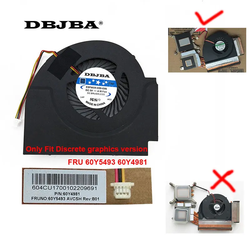 Вентилятор ЦП для Lenovo Thinkpad W510 FRU 60Y4981 60Y5493 13. V1.b4160.f. GN GC055010VH A вентилятор ноутбука