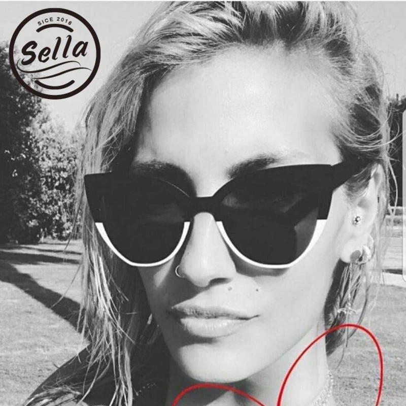 Трендовые модные популярные цветные большие очки Sella кошачий глаз Модные женские