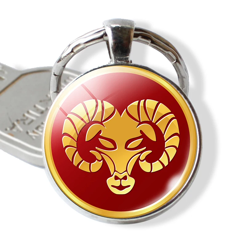 

Chinese Traditional Zodiac Symbol Commemorative Keychain Stainless Person Key Ring Red Color