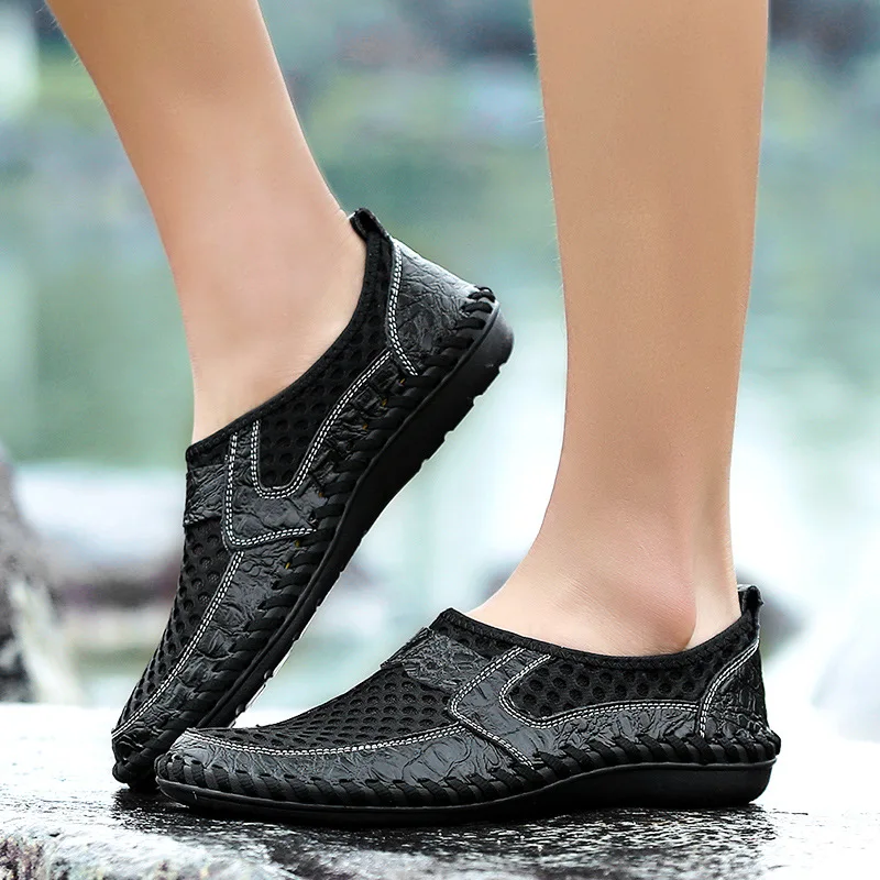 UPUPER 2019 Handmade Casual Shoes Men Summer Breathable Mesh Water Sports Beach For Male Tenis Masculino Big Size 38-50 | Обувь