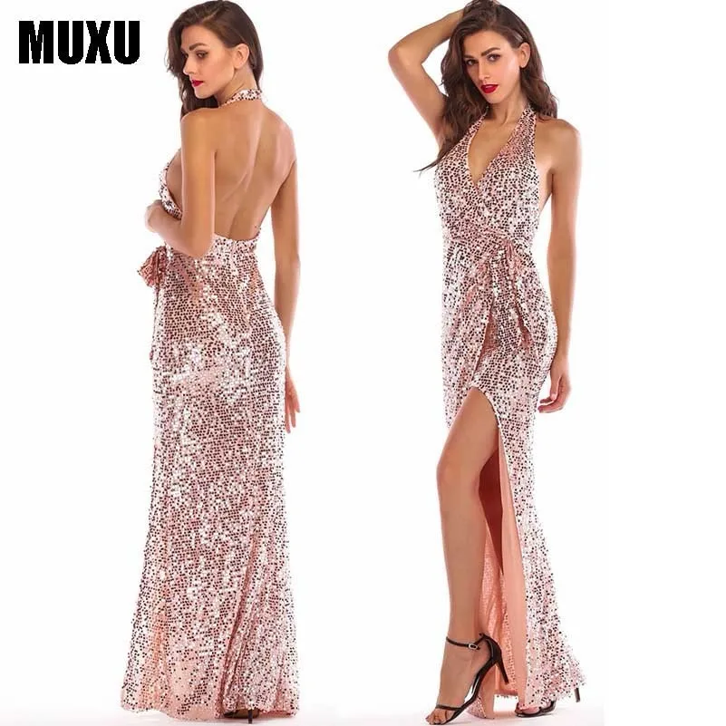 MUXU блестящее сексуальное женское платье с блестками vestido зимнее праздничное