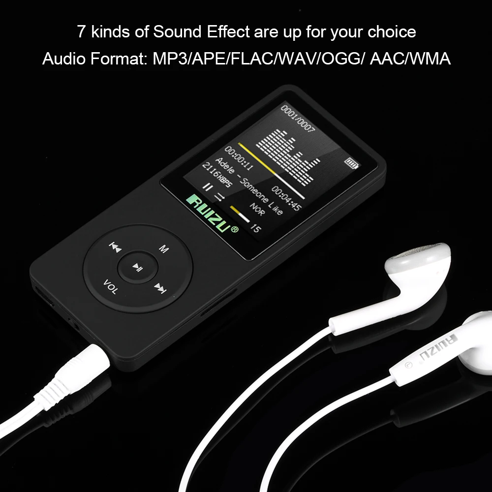 MP4 плеер RUIZU X02 8 ГБ 1 дюйма Hi Fi без потерь качества звука секундомер TF карта FM радио