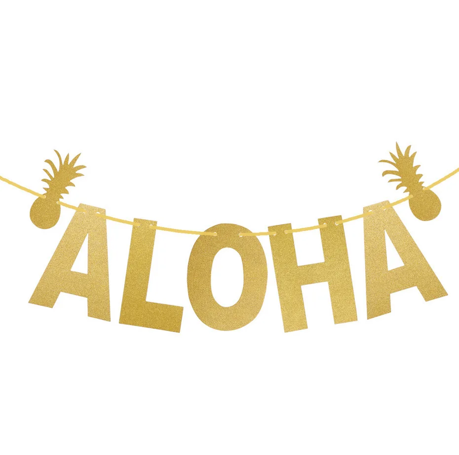 Для Гавайской вечеринки украшения ALOHA золото позолоченный бумага Гавайи тема