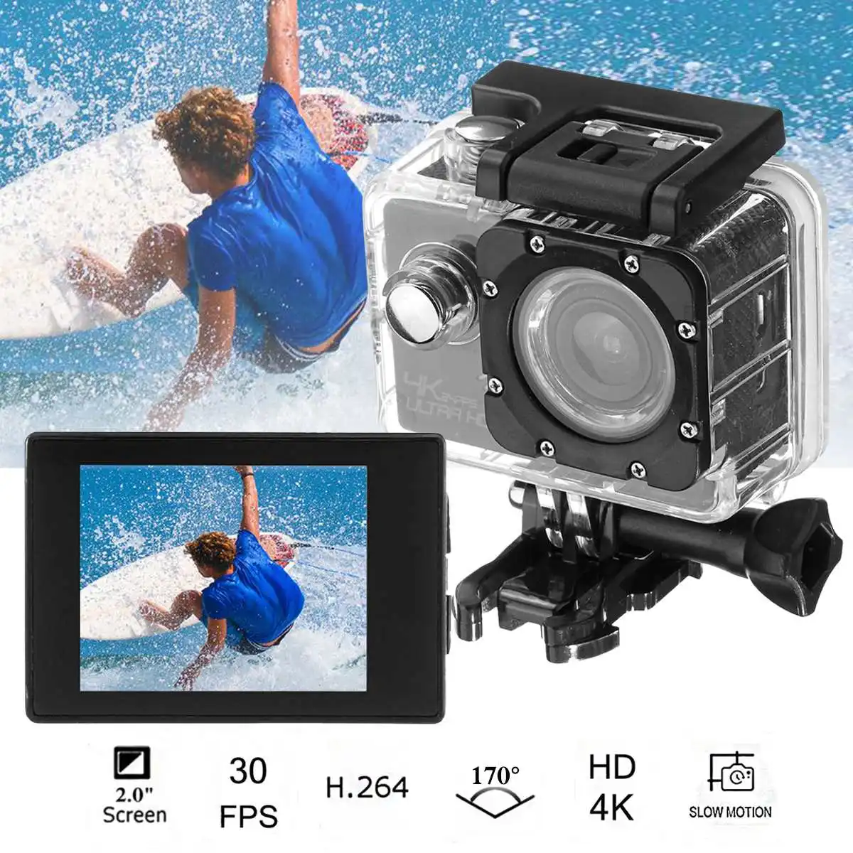 Ultra-4K Full HD 1080P Wifi Спортивная Экшн-камера водонепроницаемая подводная камера на