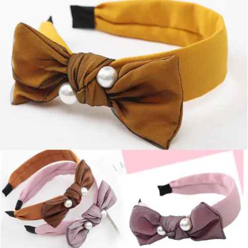 

Детская повязка на голову с принтом и бантом, повязка на голову для девочек, милая Проводная повязка на голову с милыми ушками и жемчугом, но...