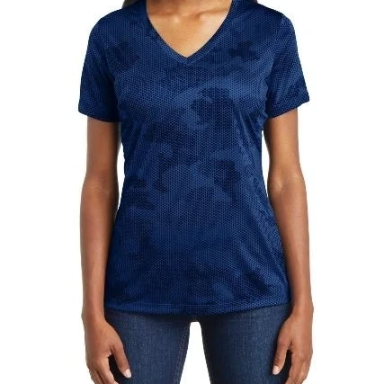 Спортивный-Tek LST370 женская футболка CamoHex с v-образным вырезом True Royal Blue-2XL |