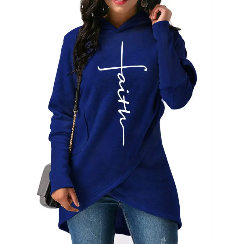 

Women Long Sleeve Hoodie Sweatshirt Tops Autumn Casual Hooded Pullover Top Asymmetrical Long Sweatshirt