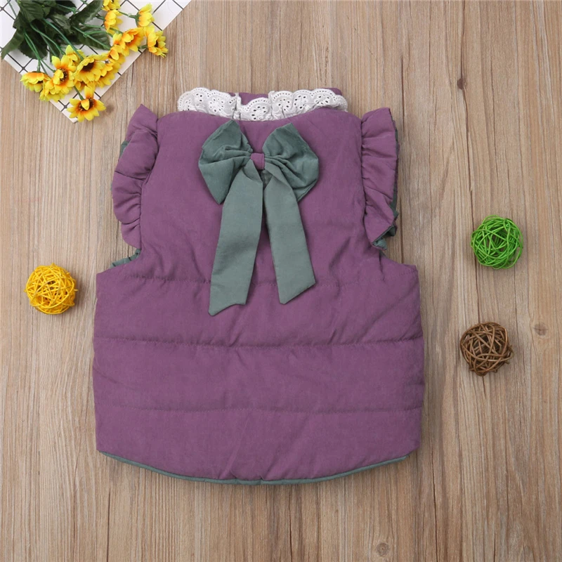 Модная детская куртка зимний теплый кружевной жилет с рюшами для девочек Детское