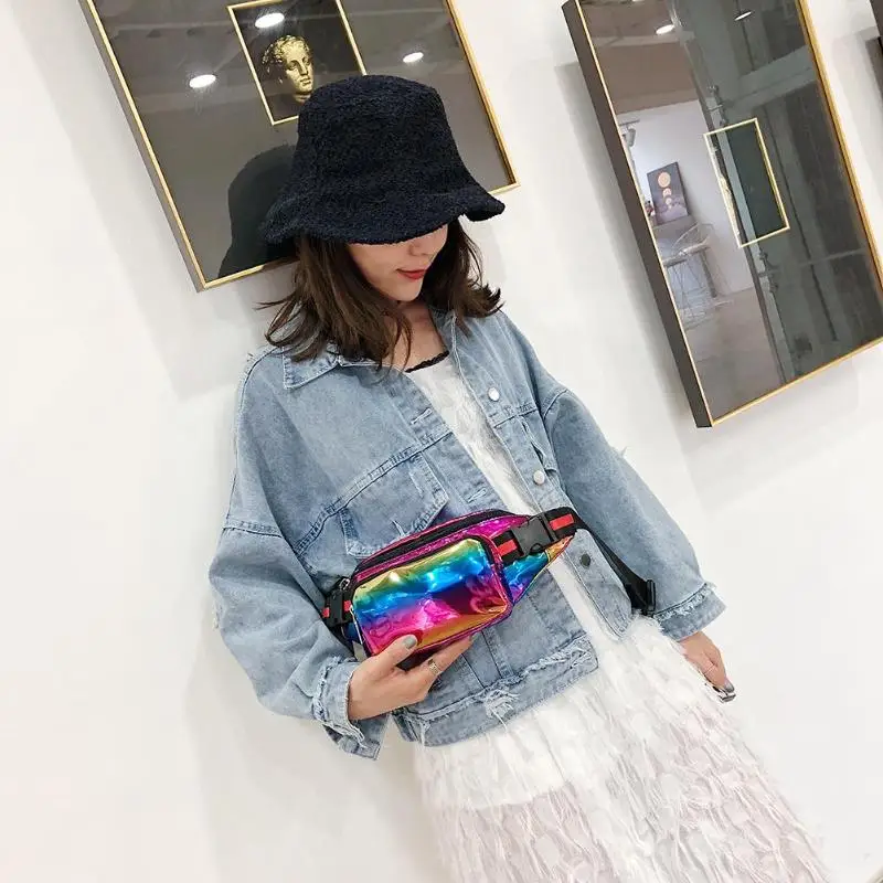 Голографические Поясные Сумки из искусственной кожи для женщин лазерные