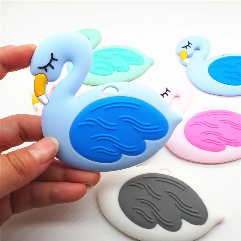 Chenkai 5pcs Silicone Flamingo Teether Beads DIY Baby Pacifier Dummy Chewing Sensory Montessori Swan Teething Toy Accessories