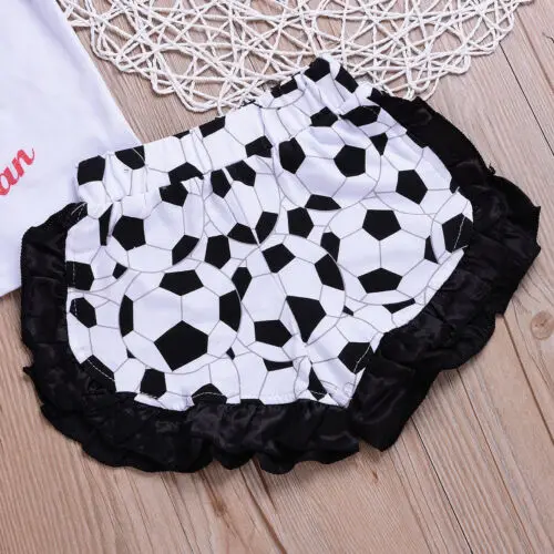 Baby Girl Clothe Toddler Infant Outfits Clothes soccer Print T-shirt Tops+Shorts Skirt 2PCS Set |