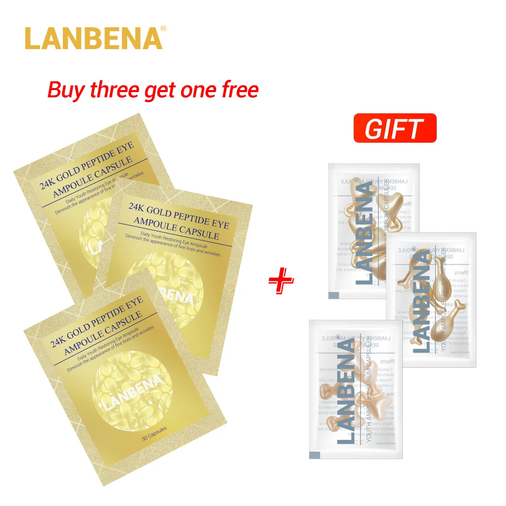Купить 3 получить 1 подарок LANBENA 24K золотой пептид от морщин под глазами ампулы