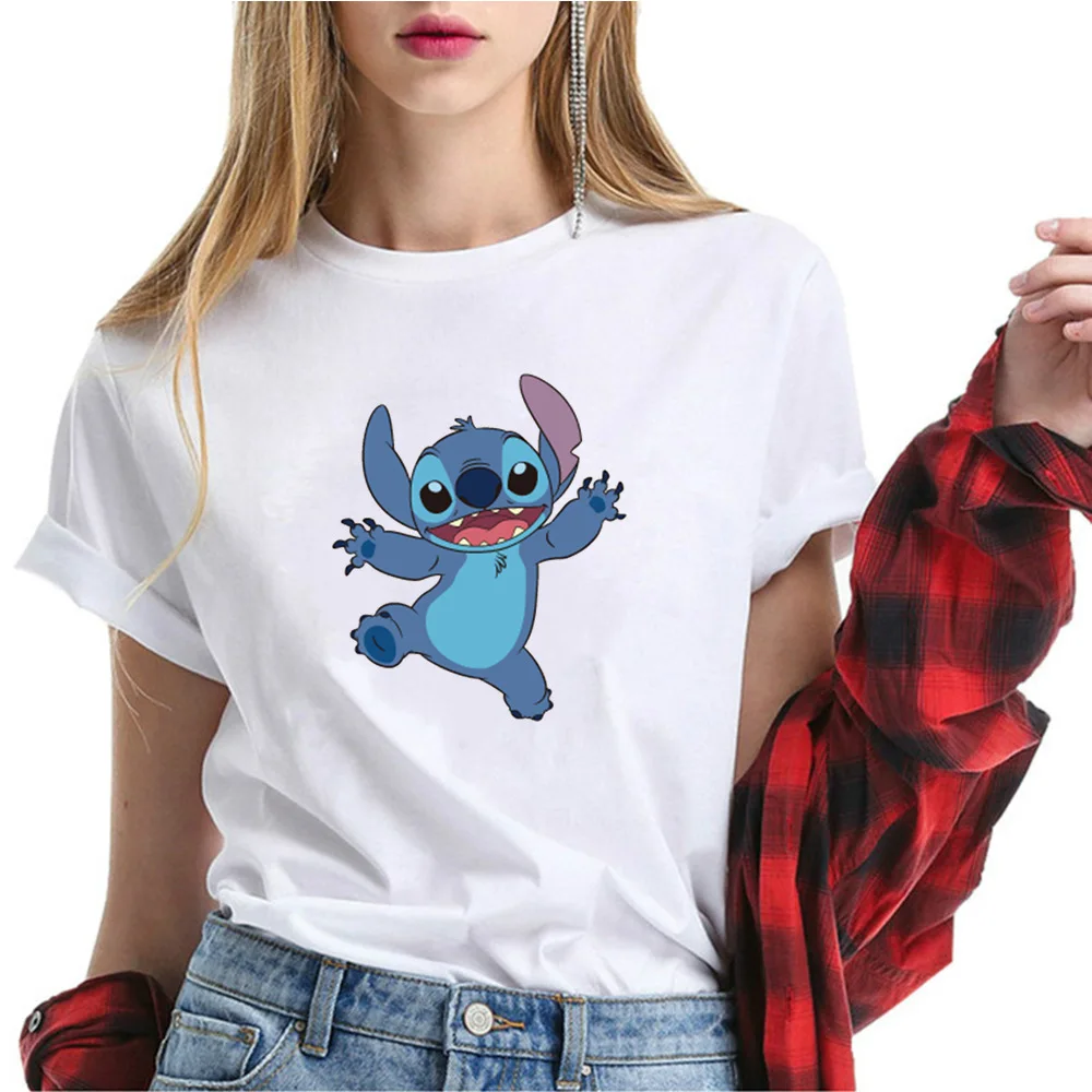 Lilo & Stitch/Хлопковые футболки с милым принтом повседневные топы женская