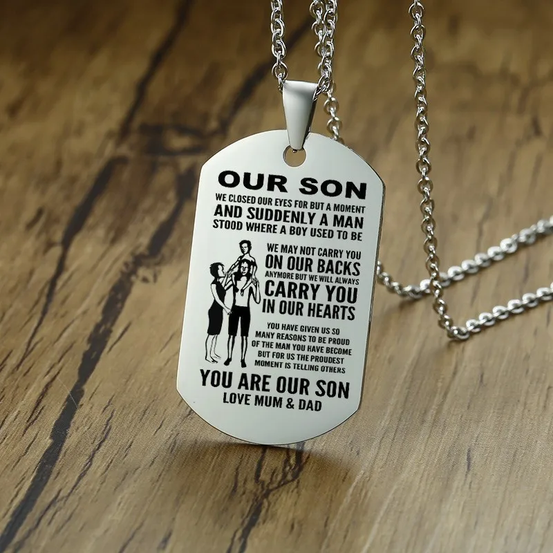 Ожерелье с кулоном из нержавеющей стали персональный номер Our Son Love Mum & Dad Dog 20