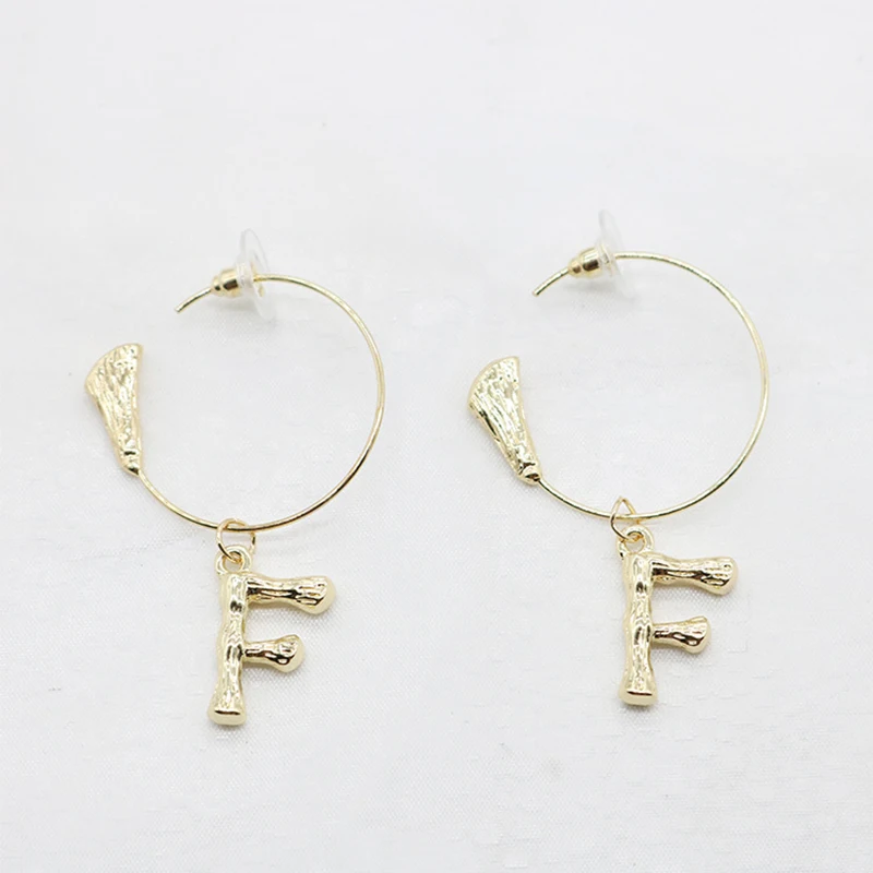 Popular 1Pair Alphabet Delicate English Vintage Earrings Fashion Jewelry Gifts Gold Women Metal 26 Letters A-Z | Украшения и