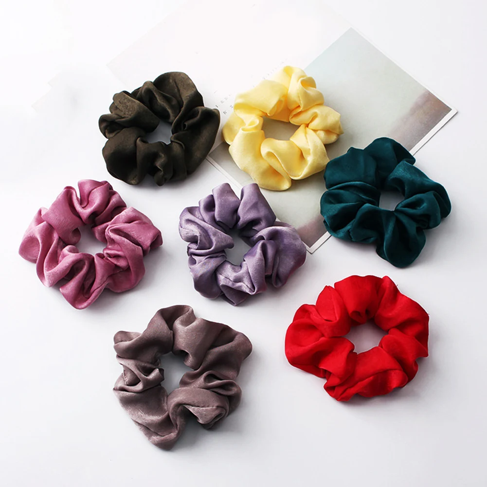 

New Stretchy 15 Colors Scrunchie For Women Fashion Elastic Hair Bands 1Pc Silky Satin hair rings Hair Accessories Wholesale