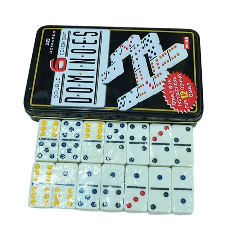 2019 White Color Dot Dominoes Set Simple Iron Boxed Fun Domino Toy Casual Game Card For Home Family Traveling | Спорт и развлечения
