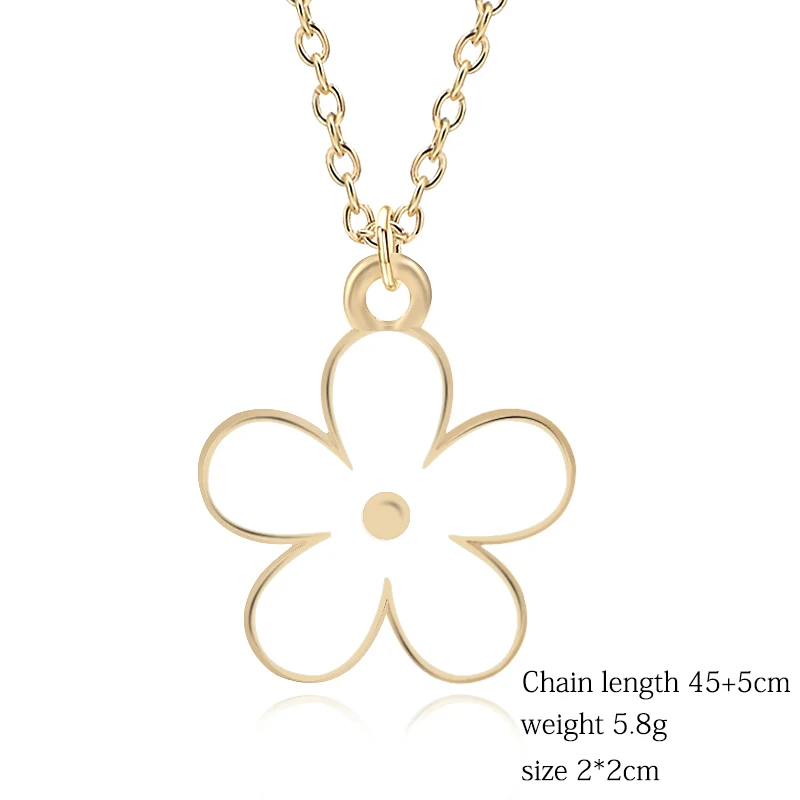 

DIY Flower Necklace Black White Pink Blue Flowers Pendant Necklaces For Women Charm Clavicle Chain Women Jewelry
