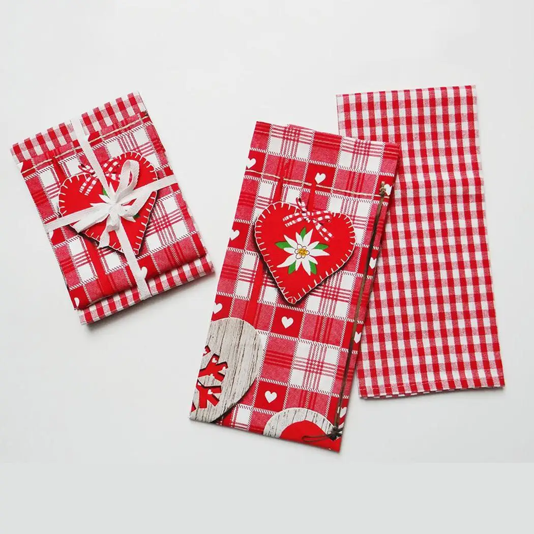 Dinner Snow Pattern Suitable Plaid Dining 2 and use Mat Cotton Holiday hoilday for party Set Pcs Pads Christmas Table | Дом и сад