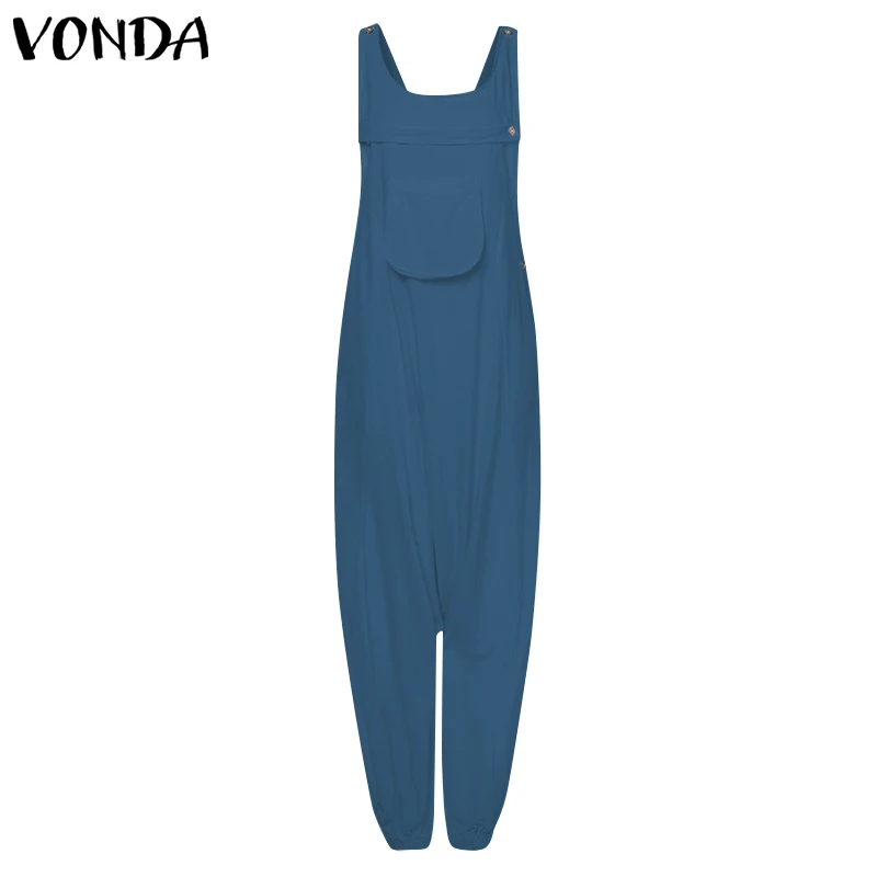 VONDA Комбинезоны женские 2020 модные повседневные хлопковые шаровары брюки плюс