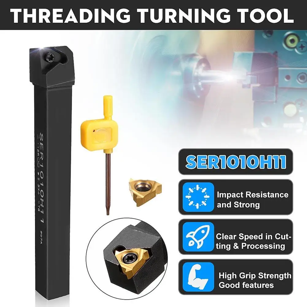 Metal 11ER 1/4 inch AG60 Insert + 100mm SER1010H11 Lathe Threading Turning Tool New | Инструменты