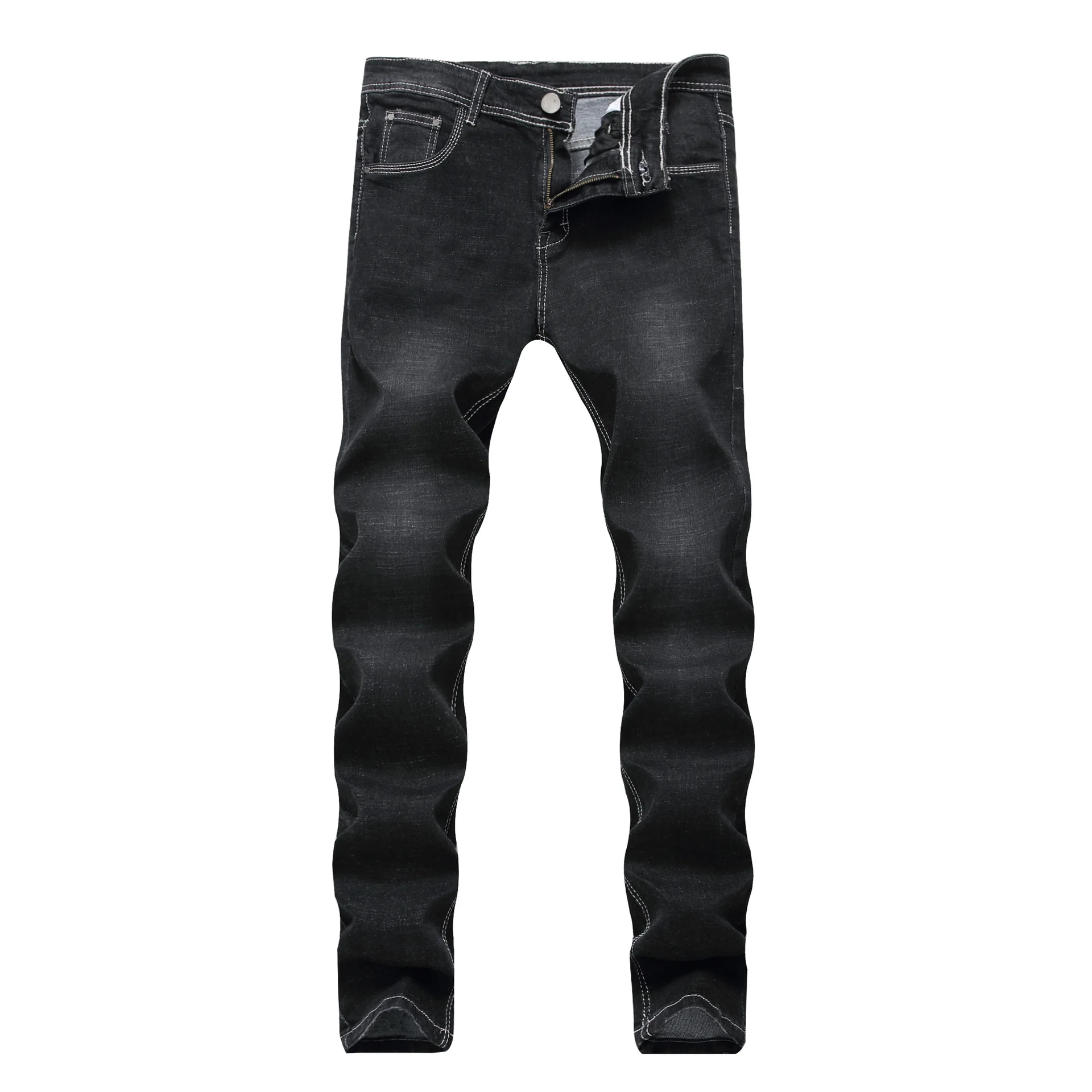 Черные джинсовые брюки мужские деловые джинсы длинные Masculino | Мужская одежда