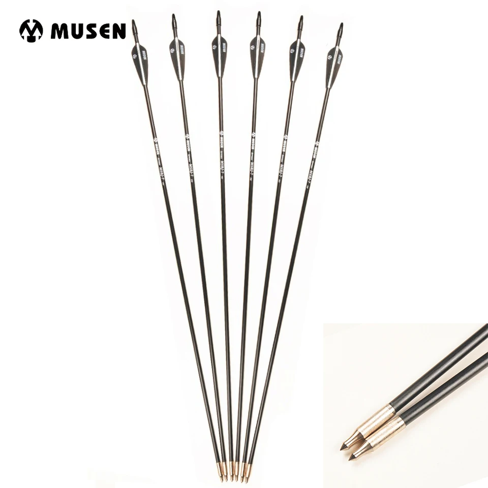 

6/12/24 pcs Fiberglass Arrow 30 Inches Spine 700 OD 7mm with Plastic Feather for Bow Archery Hunting Shooting