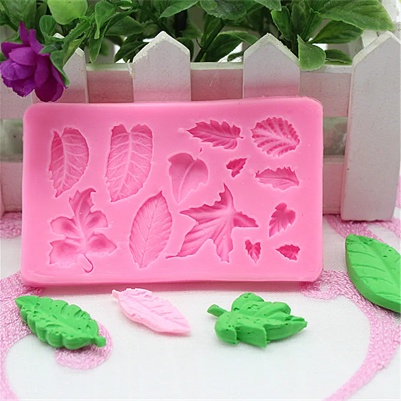 DIY 3D листья шоколад форма для конфет глина плесень Дерево листьев Пресс силикон