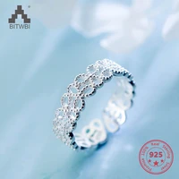 wholesale japan korea style s925 sterling silver fashion cute sweet hollow flower open ring women jewelry