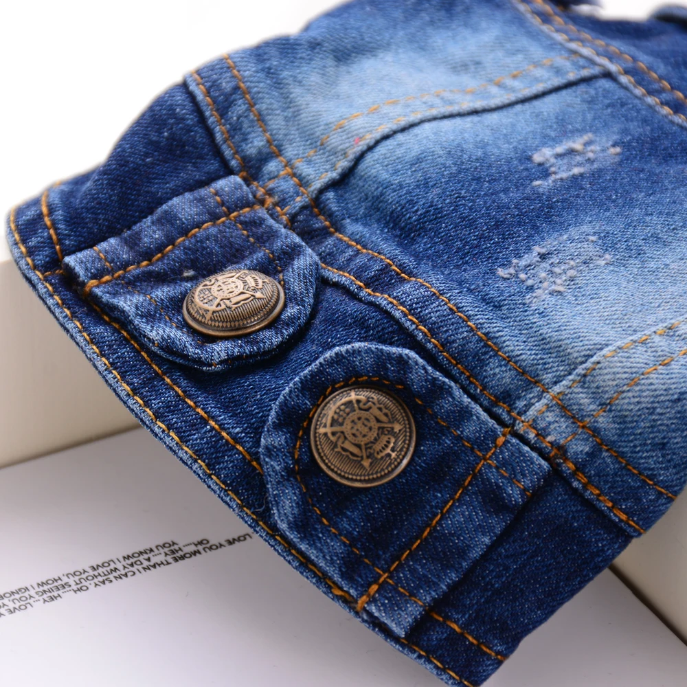 Модный джинсовый пиджак для собак одежда маленьких и средних толстовка