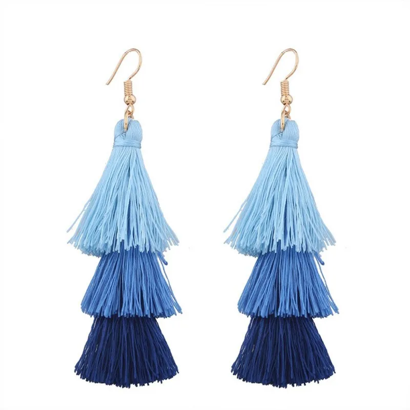 Boho Dangle Earrings 85mm Bohemian Tassel Drop with Alloy Hook for Party | Украшения и аксессуары