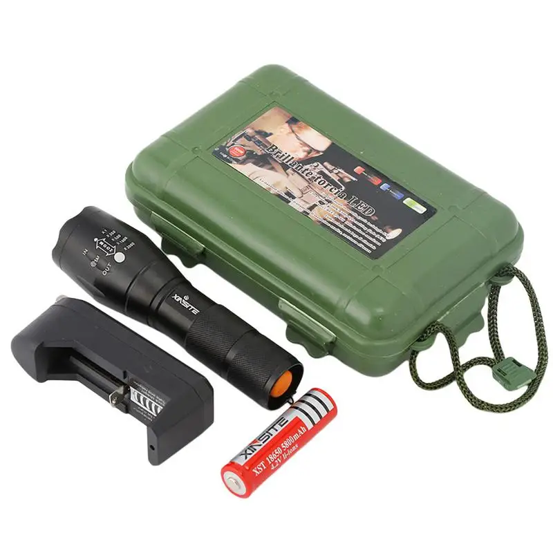 

Q5/T6/L2 Portable Rechargeable Flashlight 800-1000LM Outdoor Hard Light Zoom LED Flashlight Military Hiking Camping Emergency