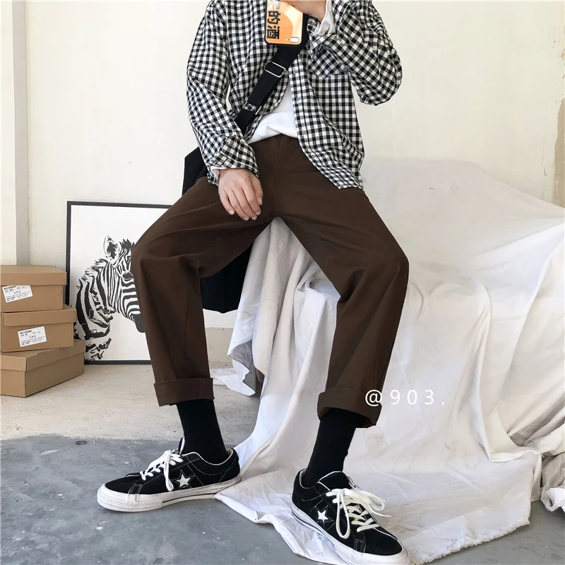 Модные прямые спортивные штаны в Корейском стиле для отдыха пары хлопковые бега