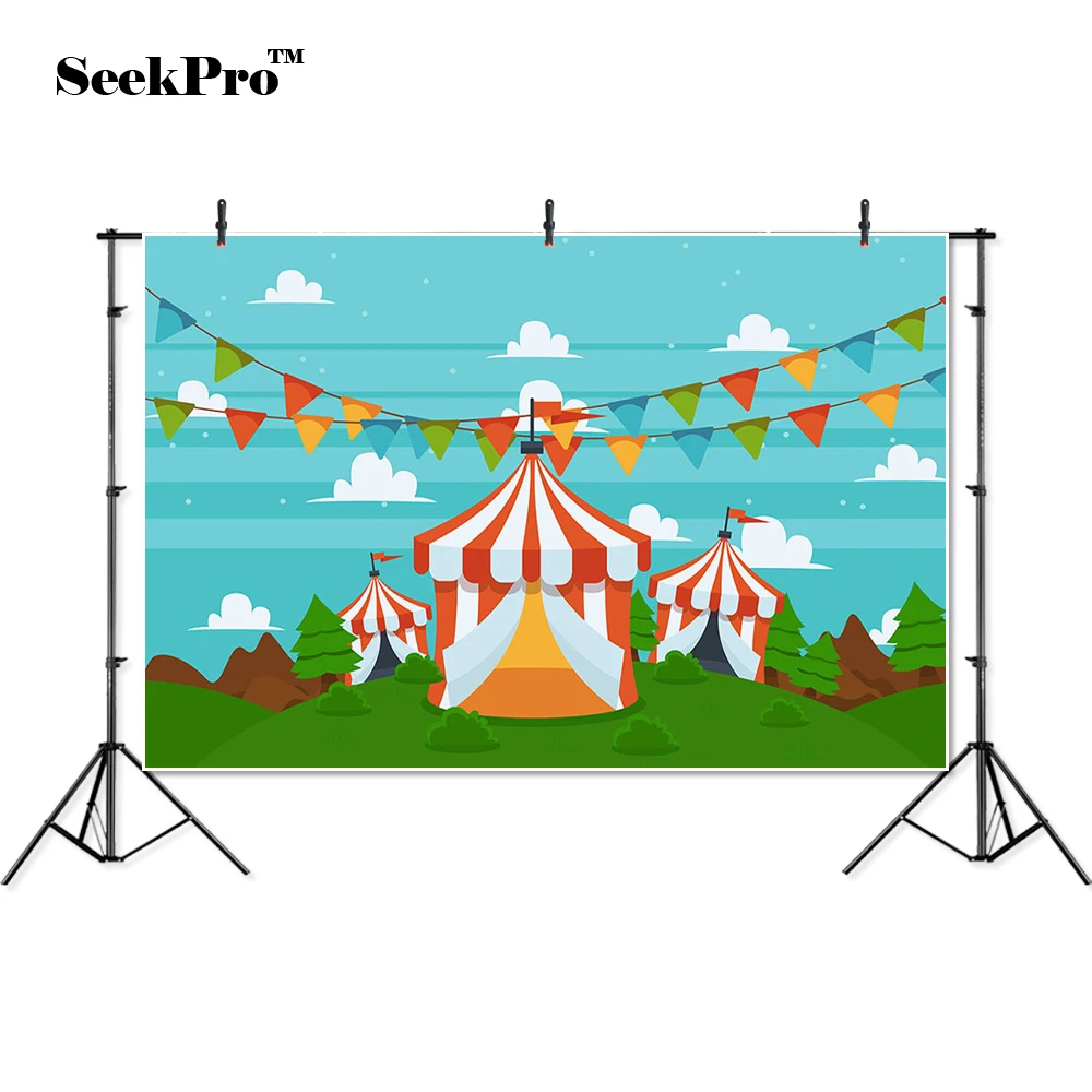 thin vinyl flags tent circus meadow cloud kids baby children photo Backgrounds Professional indoor Photographic studio Backdrops |