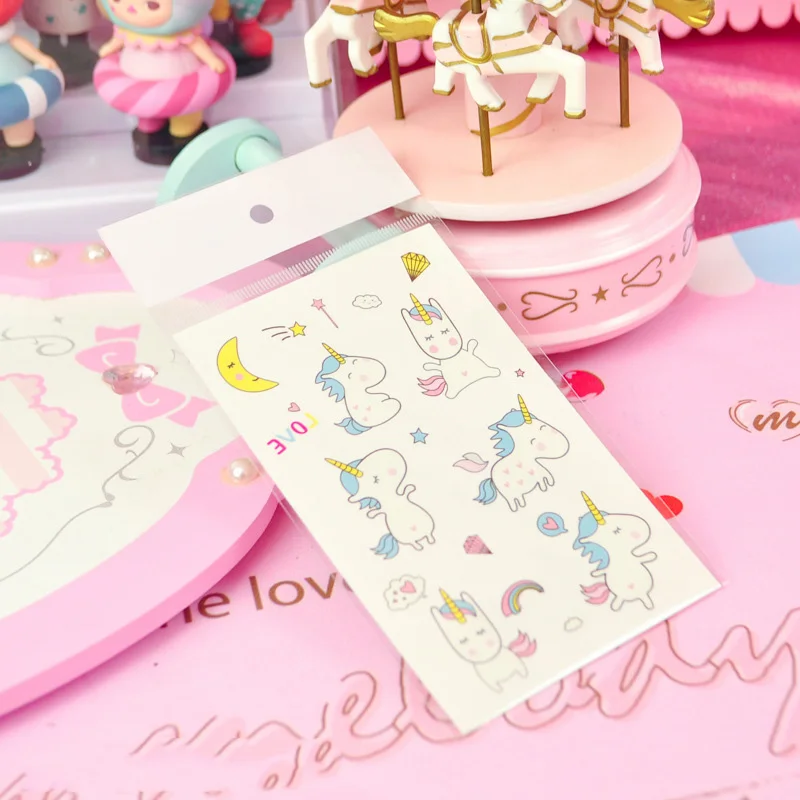 Мультипликационные наклейки с единорогом Kawaii луна звезда радуга единорог