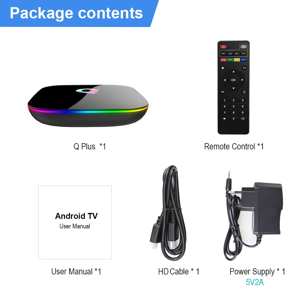 ТВ-приставка Q Plus Android 9 0 Allwinner H6 4 ГБ/32 ГБ 6K H.265 2 4G Wi-Fi PK S905X2 T95Q X96 max | Электроника