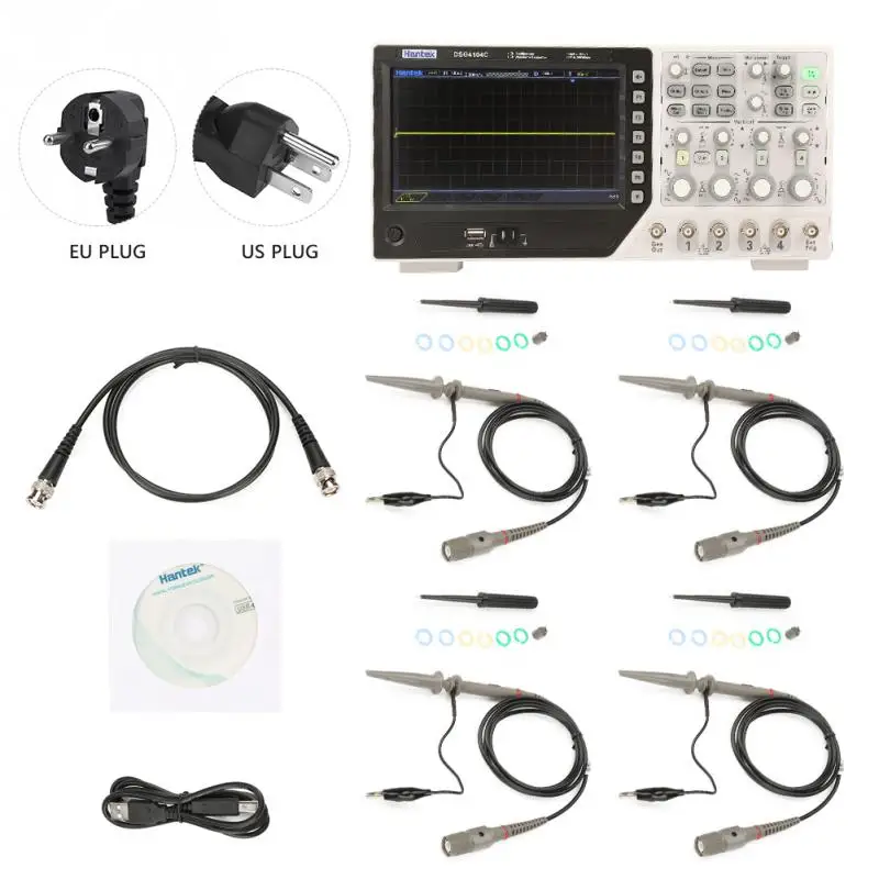 Hantek DSO4104C USB цифровые осциллографы 4 канала 1GS/s 100 МГц Пропускная способность