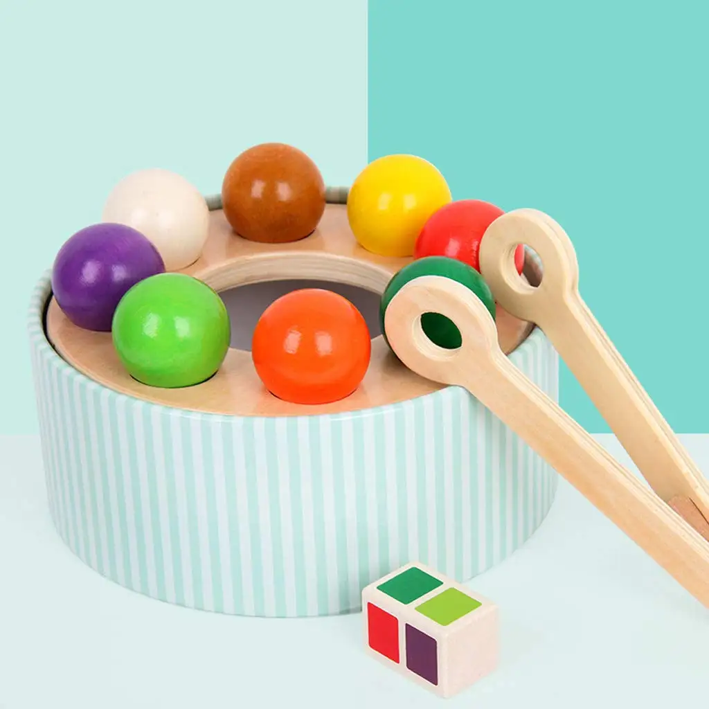 

Montessori Rainbow Educational Toy Wooden Ball Matching Shape Color Learning Game Eye-Hand Coordination Training Toy for Kids