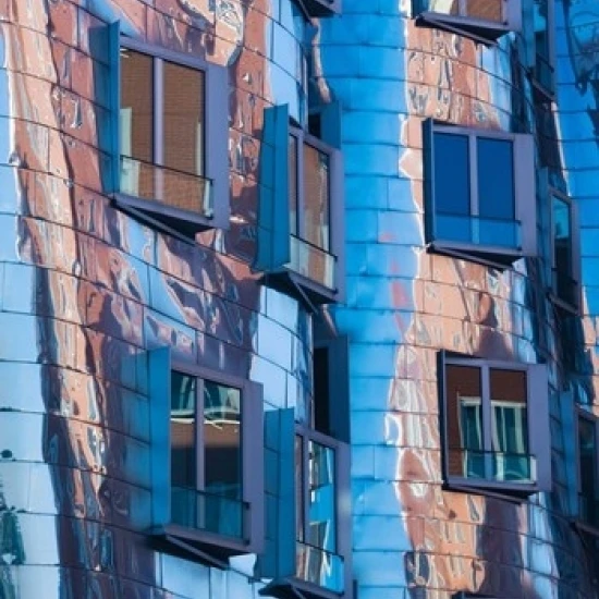 Low angle view of a building Neuer Zollhof Medienhafen Dusseldorf North Rhine Westphalia Germany Print by Panoramic | Дом и сад