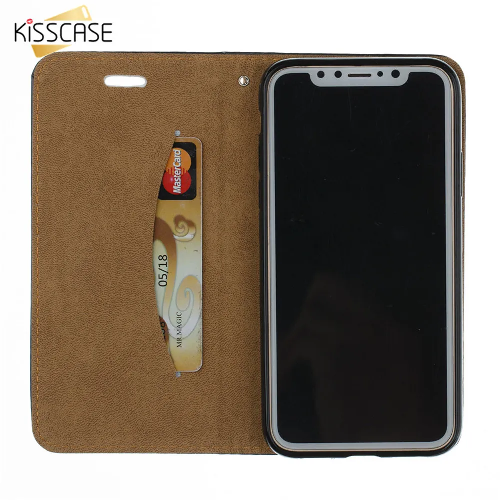 Чехол Кошелек KISSCASE с тиснением для iPhone 7 8 6 6S Plus X XS MAX XR чехлы 3D рисунком 6s 5 5S