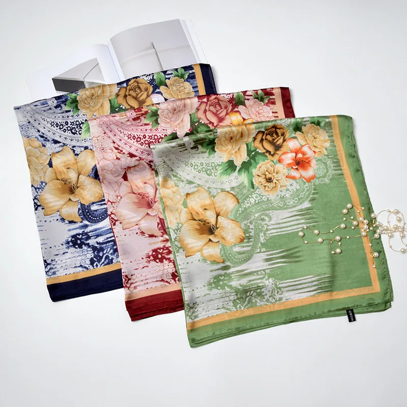 Шикарный Яркий шелковый шарф высокого качества в виде живого леса женские синие