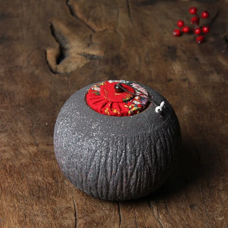 Черный дзен японский стиль винтаж грубая керамика чай Caddy керамический Caddies