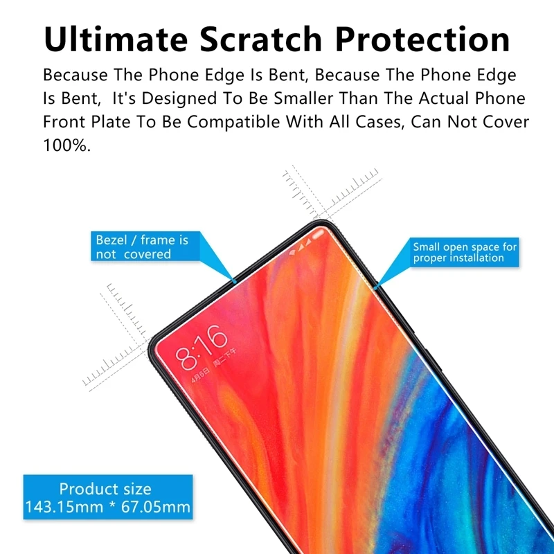 Защитная пленка 2.5D для Xiaomi Mix 2 защита экрана 9H закаленное стекло премиум класса