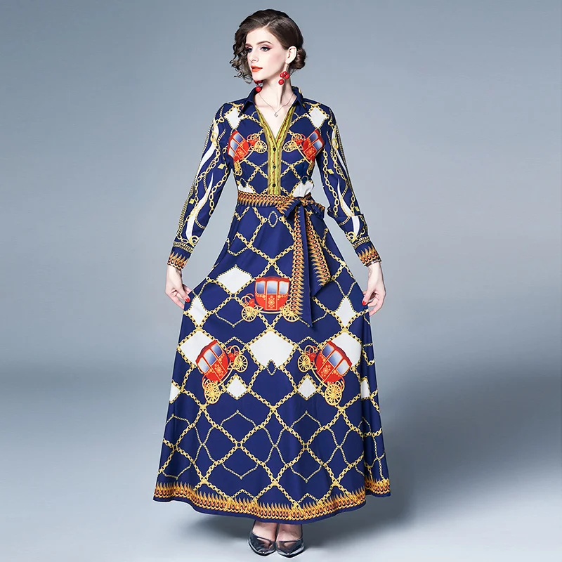 Женское винтажное платье-рубашка повседневное модельное дизайнерское платье с