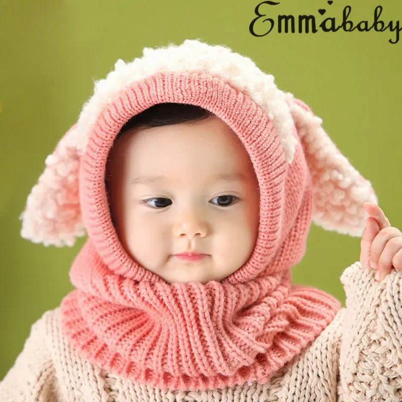 Pudcoco Baby Hats Girls Boys Winter Beanie Warm Hat Hooded Scarf Earflap Knitted Toddler Cap | Детская одежда и обувь
