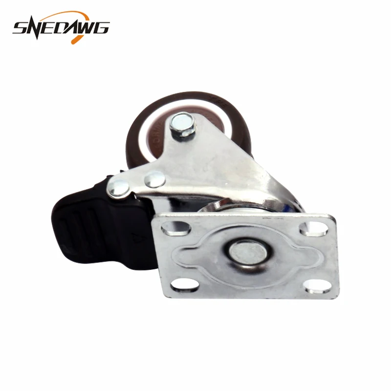 2pcs TPE Furniture Caster Super Mute Double Wheel 1.5/2inch Swivel with Brake for Cabinet Desk Baby Cradle | Обустройство дома