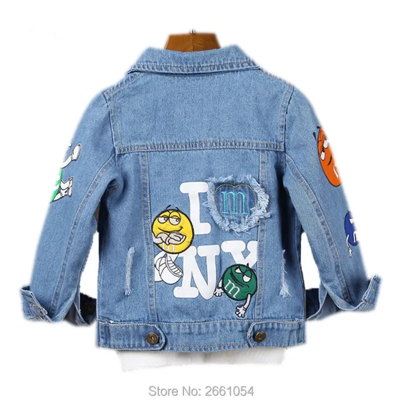 2021 Spring Children's Jacket Denim Boys Broken Hole Jean Jackets Kids Clothing Baby Coat Casual Cartoon Letter Outerwear |